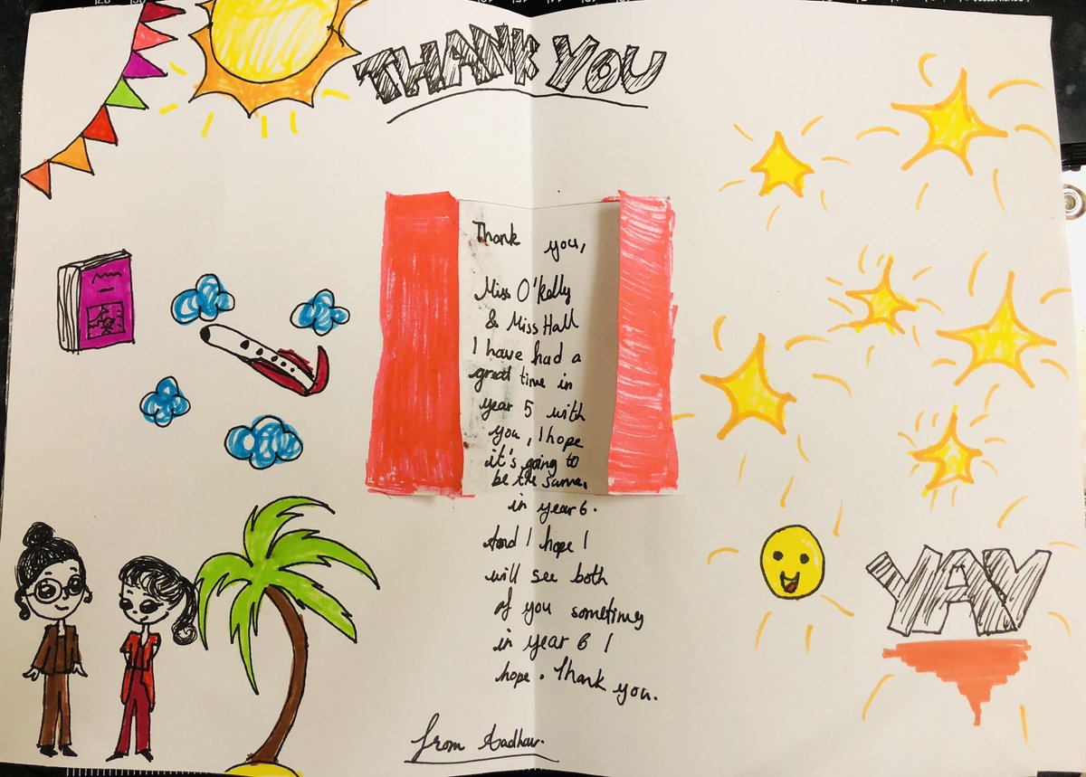 ashagachary's tweet photo. Thank you card for Miss O’Kelly and Miss Hall by Aadhav @ClaphamTerrace1 https://t.co/3SXZwuywar