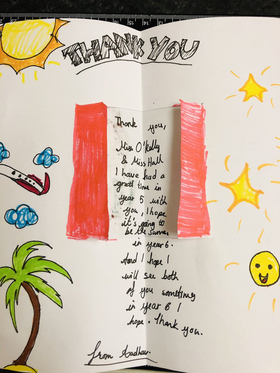 ashagachary's tweet photo. Thank you card for Miss O’Kelly and Miss Hall by Aadhav @ClaphamTerrace1 https://t.co/3SXZwuywar