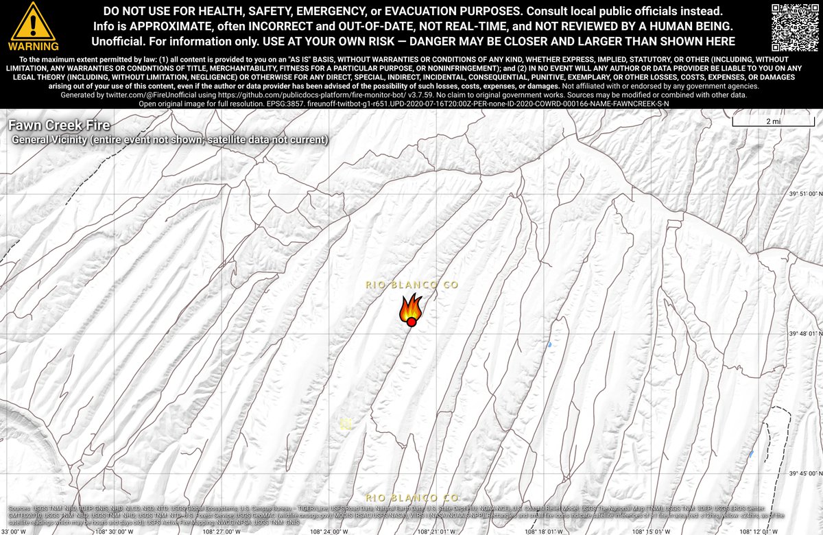 RockyMtnFireBot's tweet photo. #FawnCreekFire 🔥 unofficial, automated update.
~29mi SE of Rangely, CO. ⚠️ DO NOT USE FOR SAFETY PURPOSES - See officials instead. May be incorrect; disclaimers in images. https://t.co/Uzt0BmAEa8