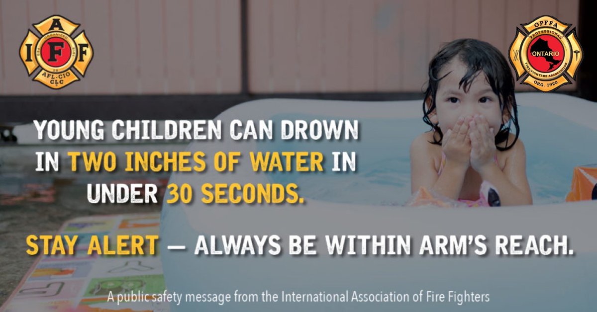 Two inches of water and 30 seconds. That's all it takes too drown.
@iaffcanada #iaffsafetytips