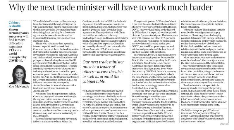“<a href="/MathiasCormann/">Mathias Cormann</a> single handedly raised awareness of Australia’s industry and services sectors in Europe’s economic powerhouse, Germany.”