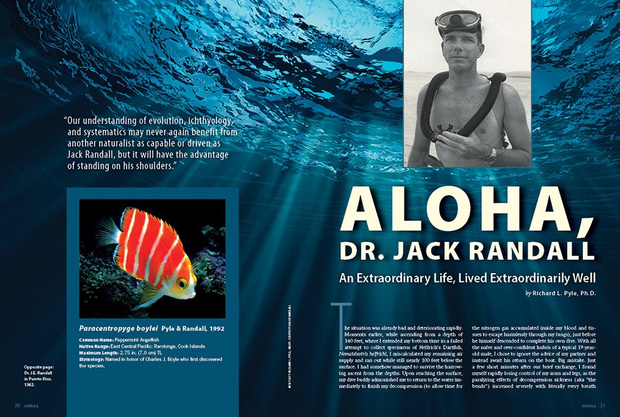 CORALmagazine's tweet photo. #CORALmagazine #InsideLook: Our understanding of #evolution, #ichthyology, and #systematics may never again benefit from another #naturalist as capable as J.E. #Randall, but it will have the advantage of standing on his shoulders.
#solongandthanksforallthefish #jackrandall https://t.co/OAS7IzBYpZ