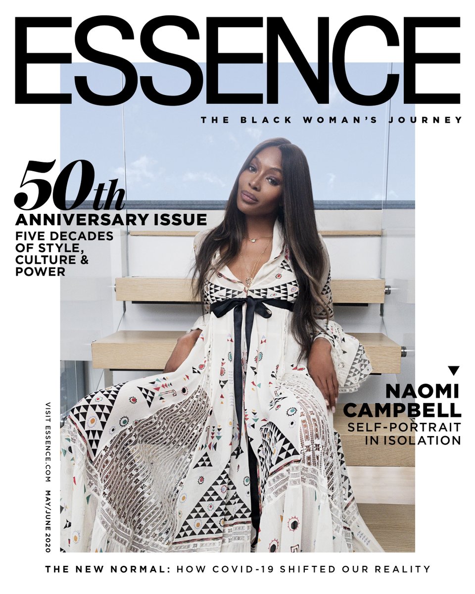 Essence's tweet photo. What did you think about our 50th-anniversary cover story with ESSENCE birthday twin Naomi Campbell?  https://t.co/3SXEY8HM0U #Essence50 https://t.co/cM0BIpw6r9