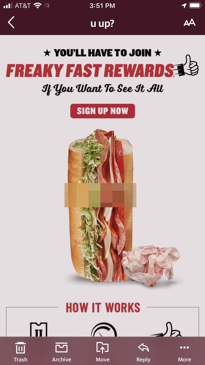 sabiansky's tweet photo. Shout out to @jimmyjohns for a great sense of humor 🤣☠️🍆 
#jimmyjohns #funny #pics #latenight https://t.co/OlHKghhRnJ