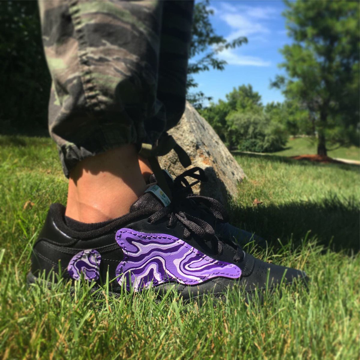 DannyFinocchio's tweet photo. #Reebok Club C “Purple Agate” 🔮

#custom #diy #sneakers #purple #rock #nature #finocchio https://t.co/RG9dhAsFsd
