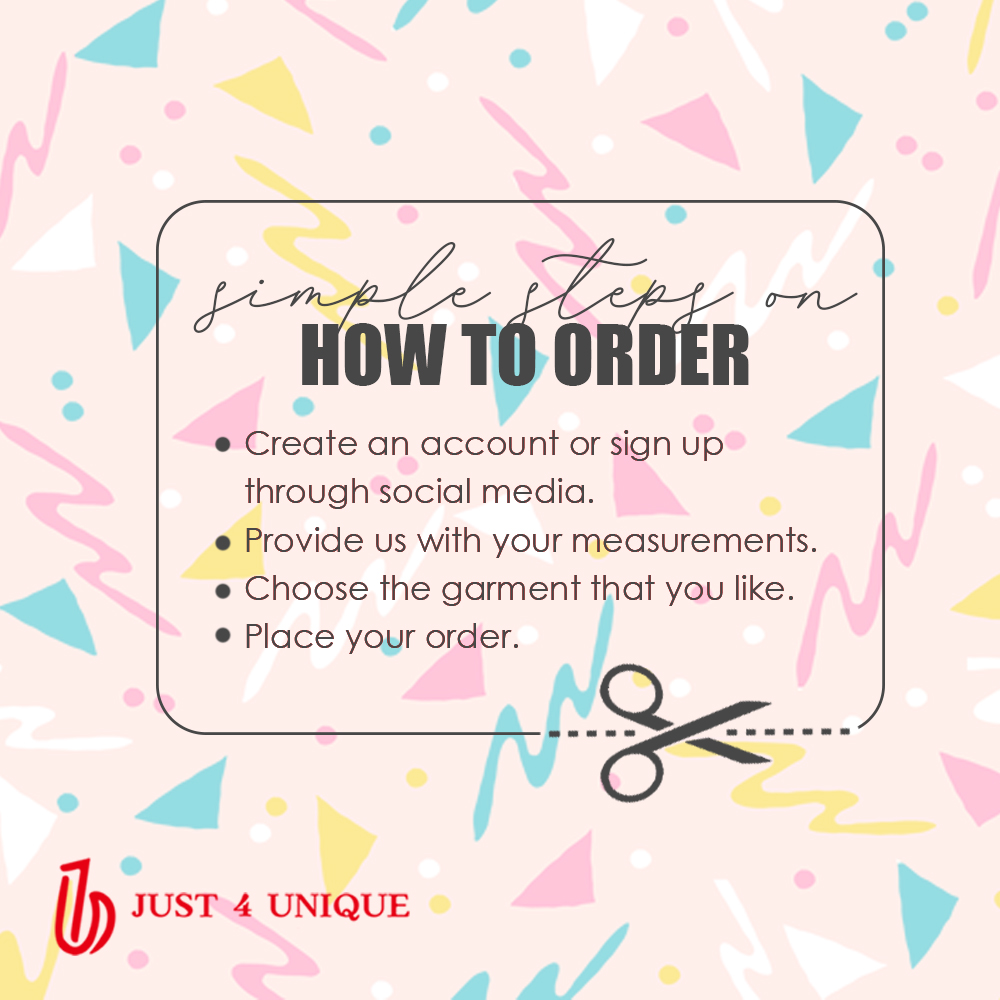 just4uniquecom's tweet image. Ordering your bespoke garments here in Just 4 Unique is very easy! Simply follow these steps and you're good to go.🥰 #OnlineShopping #HassleFree #PerfectFitGuarantee