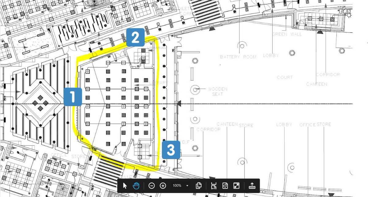 المكتبة تحتوي على ثلاث اقسام : ١- القاعة الرئيسية Library ٢- غرفة امين المكتبة Librarian٣- مستودع الكتب Book Store