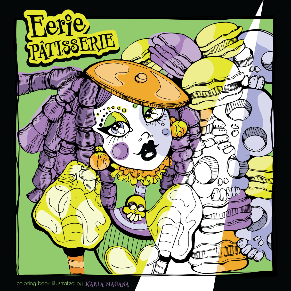 My new coloring book Eerie Patisserie was released this week - I'm thrilled that everyone is enjoying the square format! I thought it was a cute little change-up for this book. #spookygirls #adultcoloring #eeriepatisserie