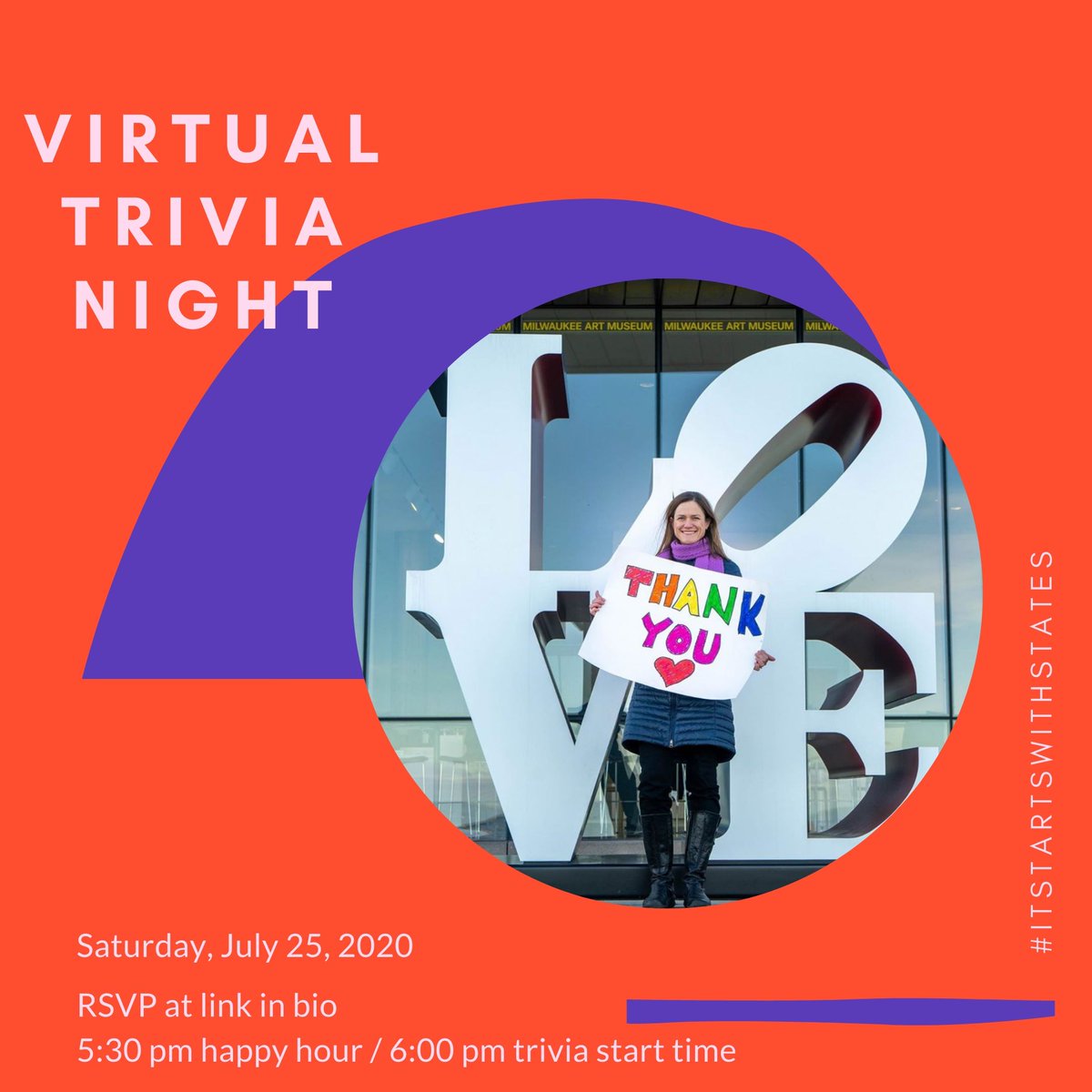 This weekend volunteers across the country will be taking action to support their candidates + celebrate 100 days til the election. #ItStartsWithStates

Join us for a trivia Night for @debforwi 
Sat. July 25, 2020
5:30 pm happy hour / 6:00 pm trivia
RSVP @ bit.ly/3fCELjl