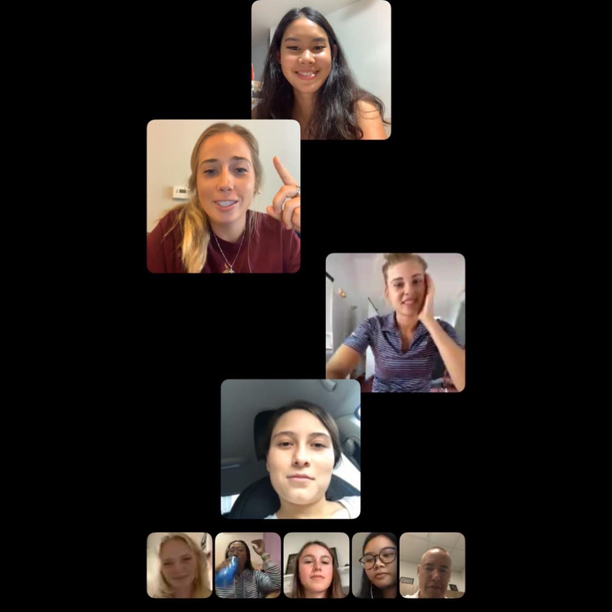 txstatewgolf's tweet photo. BOBCATS UNITE! Time zones couldn’t stop us from getting the team together. So many happy, cheesy, and dazed faces🙂🙃S/O Coach Par for the screenshots. Leave a comment if you have something funny to say about one of our expressions
#7countries1team #ComeBackStronger #allfortxst https://t.co/PGVKsMwSep