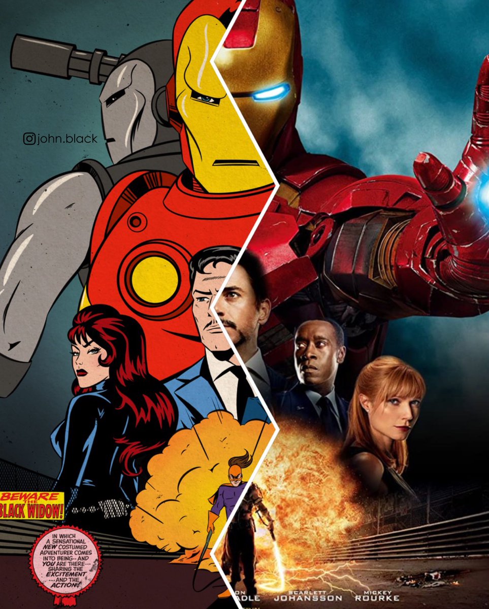 johnmikeblack's tweet photo. Iron Man 2 remake! Been rewatching the whole mcu in chronological order! #ironman #blackwidow #retro #remake https://t.co/gf4O3vq08D