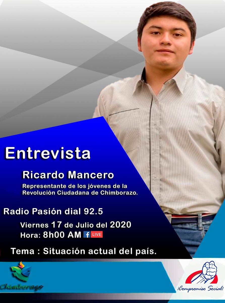 compromiso_5's tweet photo. #Acompáñanos mañana a las 08h00 entrevista a nuestro Compañero #RicardoMancero en radio pasión 92.5.
 LM González . https://t.co/5fz9rIReeq