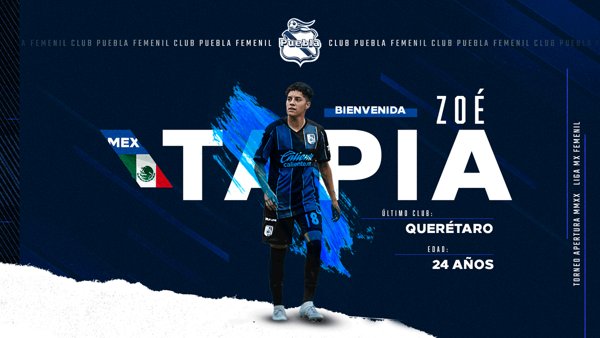 ClubPueblaFem's tweet photo. Estamos seguras de que darás todo por estos colores 🔵⚪ 

¡Bienvenida a la Franja, @ZoeTapia9! 👏🏻

#LaFranjaQueNosUne🎽 https://t.co/E0QM4f8srz