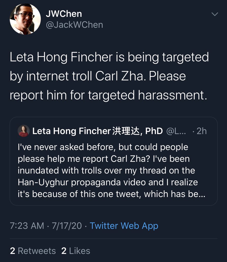 CarlZha's tweet photo. Western “China Watcher” community has send out another call to mass reporting me on Twitter. If I get suspended, you will know why... https://t.co/lmhlExbZyx