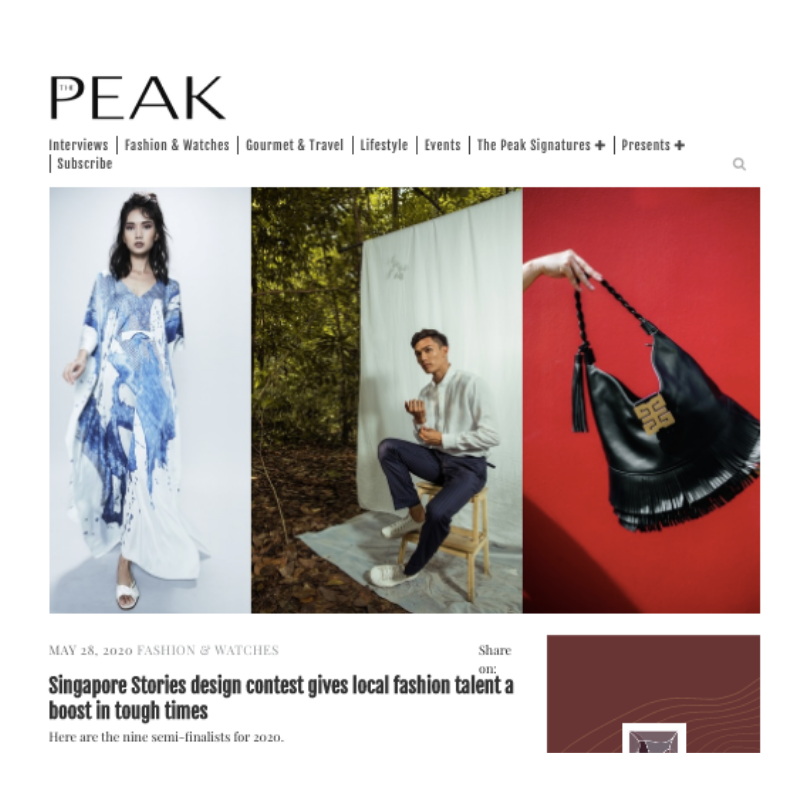 DestiSaint's tweet photo. The brand Desti Saint is one of the semi-finalists for Singapore Stories 2020 Design competition.

Thank you @ThePeakMagazine for this little feature.

Read the article here: https://t.co/Qh68qbA7mw https://t.co/EdJ2oaybws
