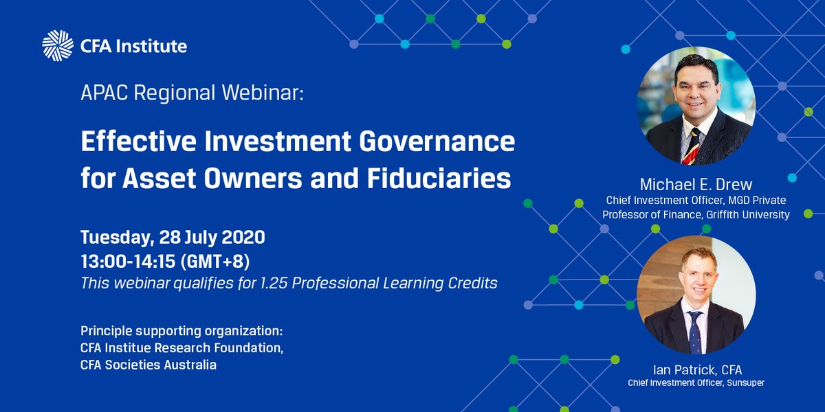 How do the trustees of the world’s largest funds discharge their fiduciary duties when addressing investment challenges? Register for this webinar and listen to Michael E. Drew as he explores frameworks for the good governance of ‘other people’s money.  cfainst.is/2CAGozv
