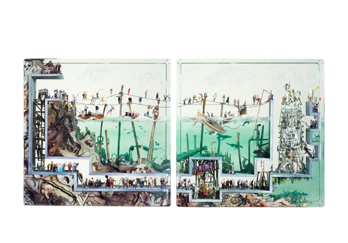 New love: The art of Dustin Yellin, it might be unfair to say, but it brings up good memories of Terry Gilliam's work on MPFC, and the general feel of the game Worms.The Psychogeographies are zoney as all hell.