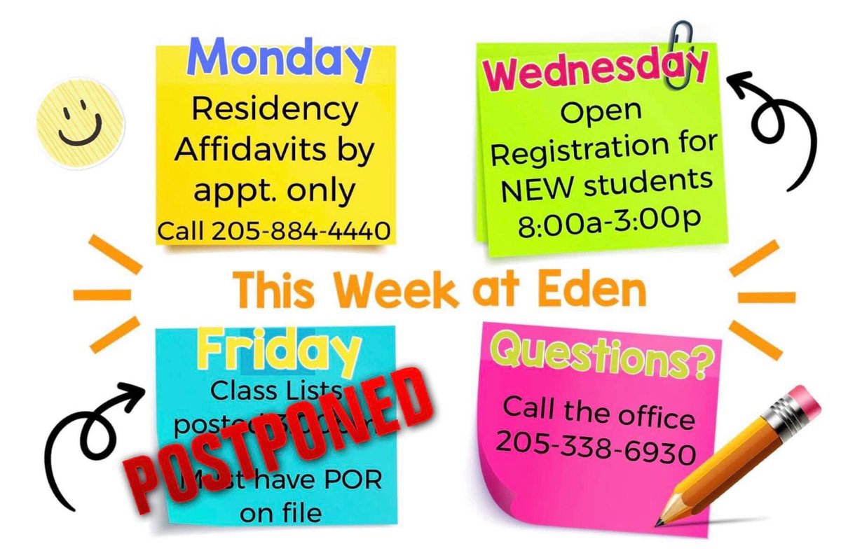 7/16/20 — UPDATE
We regret to share that we WILL NOT be posting classes on July 17. 
At this time, we have not received a response from everyone regarding the decision to attend traditional school or the online option. It is vital for planning our 20-21 school year. 
#EdenRocks!
