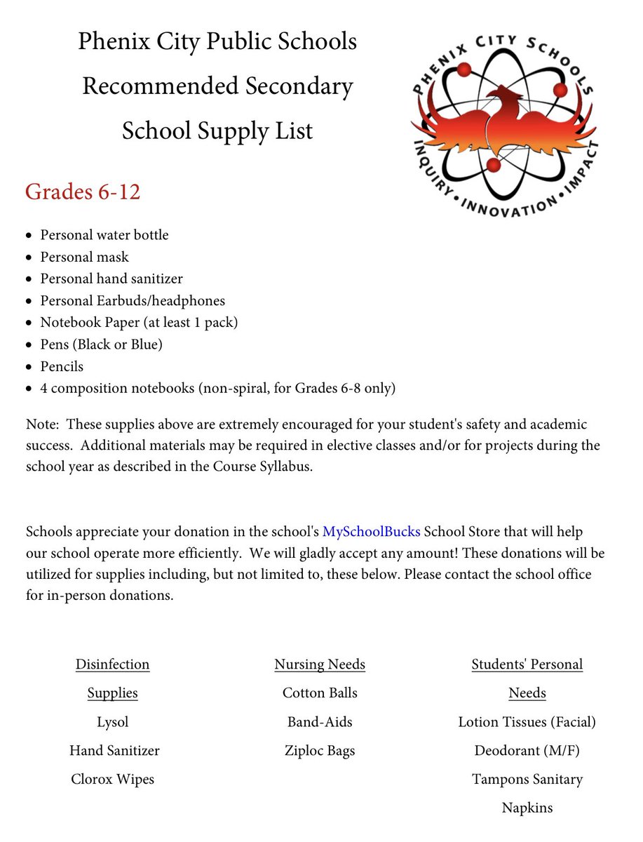 PCIntermediate's tweet photo. PCIS School Supply List — just in time for tax free weekend!!! https://t.co/fDXsbw9lav