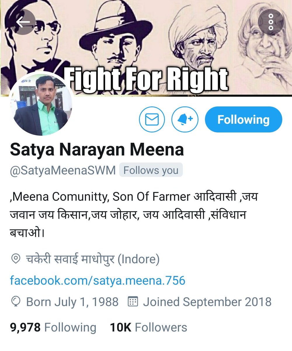 sukhraj1996's tweet photo. #Dear @SatyaMeenaSWM के 10k फॉलोवर होने पर हार्दिक शुभकामनाएं।💐💐💐💐
@Ramsaga80871911 @JeetuDungarjal @DeshrajDungarj1 @mohangothda @PilotPragpura @sukhraj1996 @hariomsirra @Manish_Jopada @MsMarmat @deshraj_chakeri @rajeshwari_1989 @Naresh_Tribal @naitikmewal @meenapankaj84 https://t.co/P8t1DCWxvl
