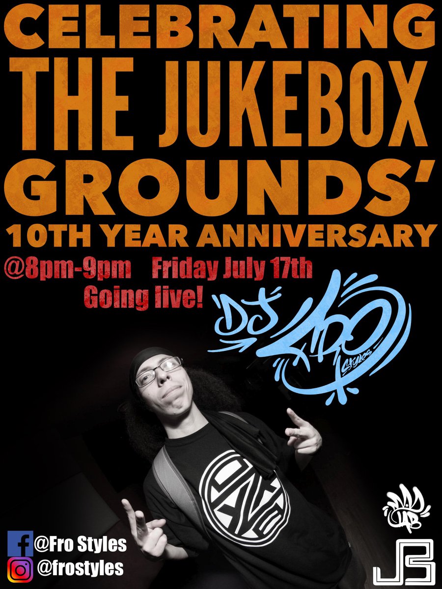 FroStylesMAD's tweet photo. Friday night going live celebrating the 10th Year Anniversary of The Jukebox Grounds. #sincedayone #heART #JBstrong #Jukeboxfam #FroStyles #MADlab https://t.co/9N4g2jRZUu