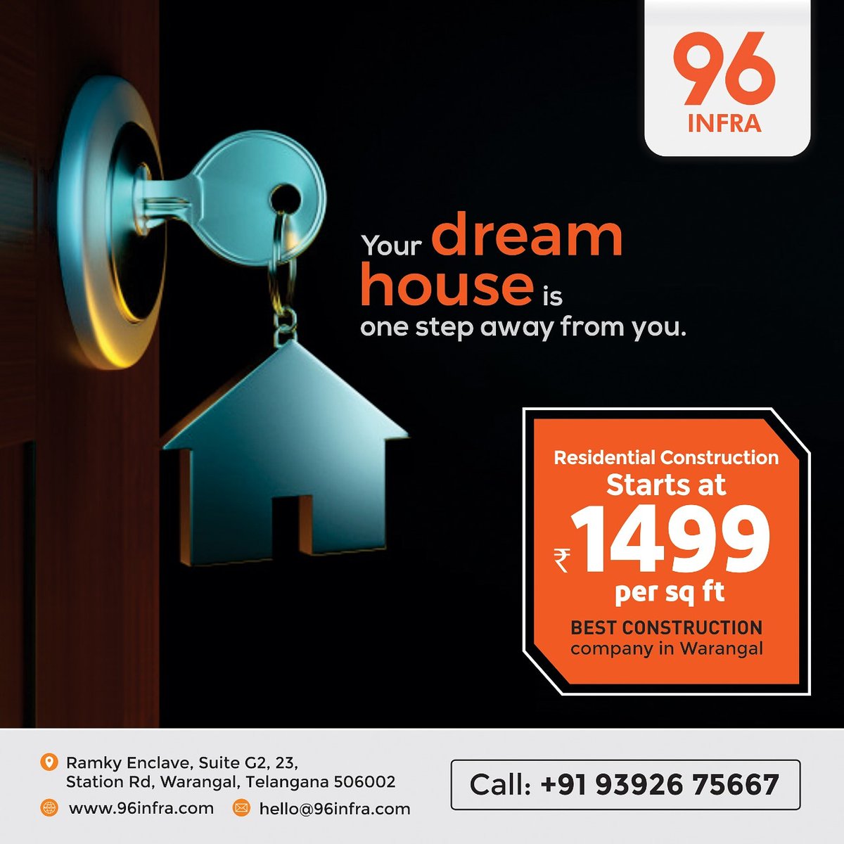 96Infra's tweet photo. Your dream house is one step away from you.
#Professionalconstruction service in warangal..!! Housing Construction starts at 1499 per sq ft..!!
#team96infra
#constructioncompanyinwarangal
#warangal
@HamaraWarangal
@HiWarangal
@WeLoveWarangal https://t.co/Yfdte2P1gO