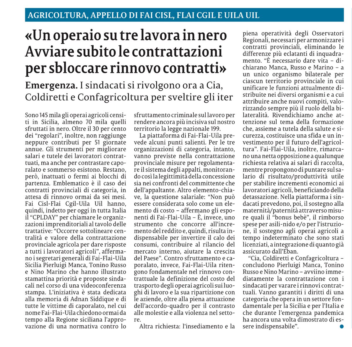 mich_ingrassia's tweet photo. #CPLDAY @UilaNazionale @flaicgil @fai_cisl in #Sicilia con i #lavoratori agricoli per il rinnovo dei contratti e contro il #caporalato, lo #sfruttamento e i #salari da fame in #agricoltura https://t.co/hg7XNYR1mE