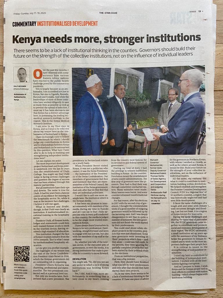 simba_guleid's tweet photo. With Swiss Ambassador Ralf Heckner and Governor @GovMohamudAli  Marsabit at Kempinski hotel. @SwissAmbKenya is leaving the country next week for another mission. I assured him we shall build strong institutions. Good bye my friend! @sidchat1 @AMB_A_Mohammed @TomSeth0 https://t.co/WTjMOQ9nom