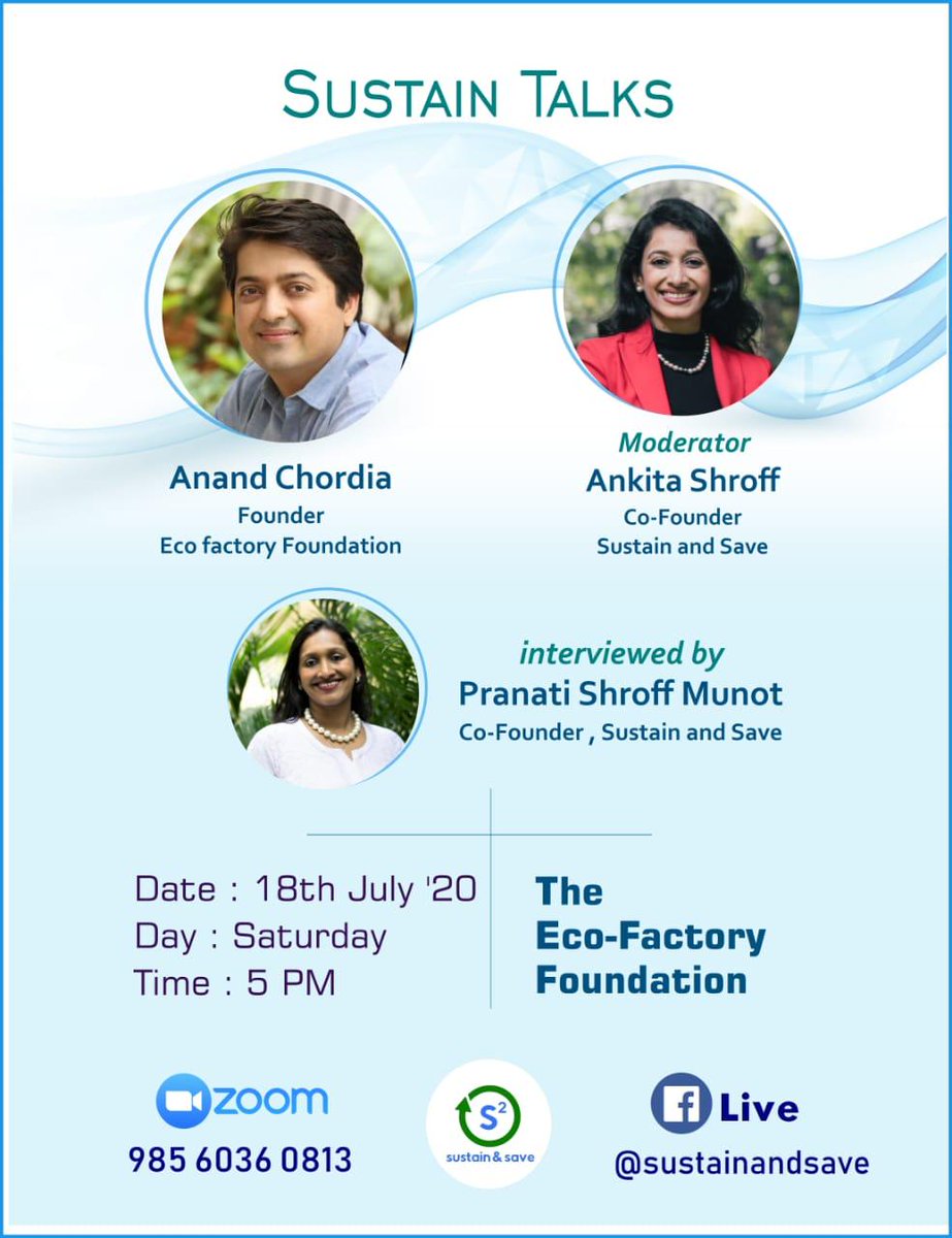 sustain_andsave's tweet photo. Join us fb live at Sustain and Save With the very eminent Agri-Prenueur, visionary, TEDx Speaker and much more, ANAND CHORDIA.
Zoom link: https://t.co/jlpKgEWtgx
Registration Link: https://t.co/05znzLay0O https://t.co/XEmHl111ge
