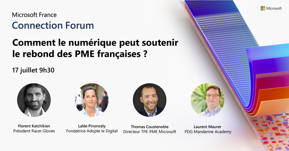 microsoftfrance's tweet photo. Le numérique en support des #PME 🇫🇷 c’est à suivre dès 9h30 en live avec @tcoustenoble dans le cadre du #ConnectionForum ⤵ https://t.co/xW6Yz9QLXB