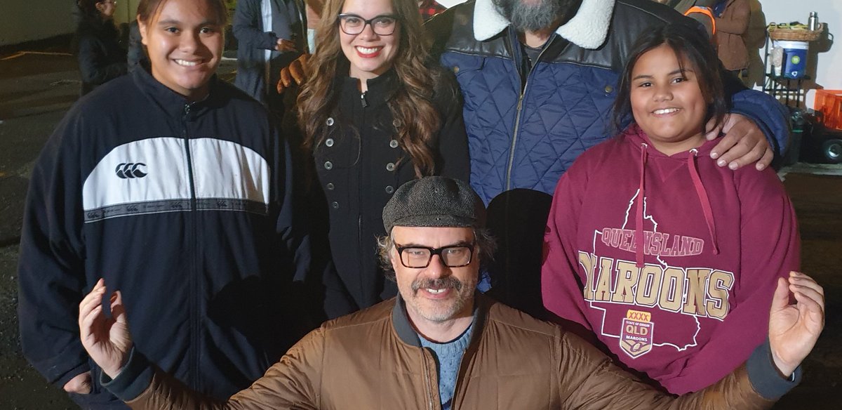 PoporazziP's tweet photo. Proud 2 announce Poporazzi co-founder @morphiEz booked a role acting on s03 of #WellingtonParanormal. Our SuperFans were excited2 meet show co-creator @AJemaineClement #Tamatoa from @MoanaFilm . 
What kind of paranormal character do ya reckon Ez is playing? 
#Cropped #SecretLook https://t.co/MBG0cIbqwz