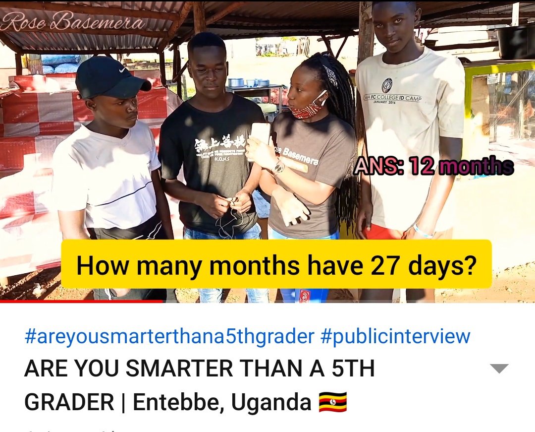 GangvaniR's tweet image. Are you smarter than a 5th grader?
Let's know it will Surely make u laugh...😂😂
Don't forget to RETWEET ☺️

youtu.be/-GcycZ_h6E8
 
#YouTuber #ugandan #publicinterview #enteebe