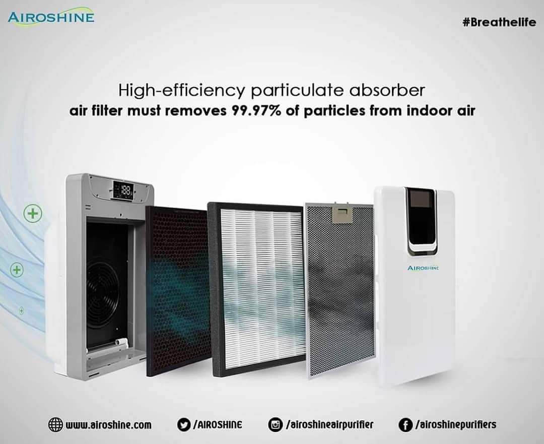 AIROSHINE's tweet photo. HEPA filtration plays an important role in improving indoor air quality as the fine particulate matters are best captured in its net like the fibers. A true HEPA filter has to be able to remove 99.97% of airborne particles of size 0.3 micrometres diameter passing through it. https://t.co/VMrkOPSjxv