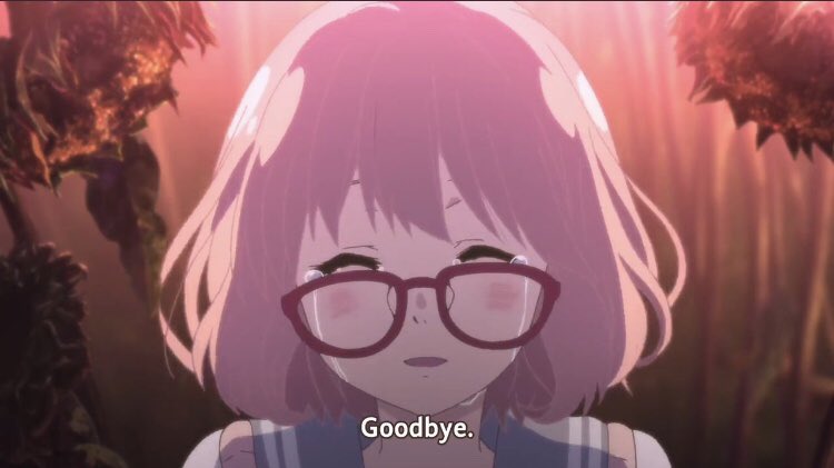 and was able to become the heroic spirit warrior that had always been within her. If her sacrifice means that Akihito will no longer be burdened by the curse of Beyond the Boundary and give him the happiness of a normal life then she fulfilled her dream to save someone.
