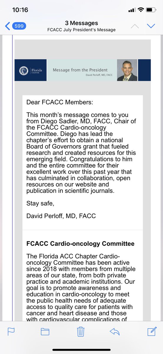 DSadlerMD's tweet photo. @FloridaACC @Dr_RoohiKhan @Dr_Mike_Fradley @dranitaarnold1 @flasco @ACCinTouch Thank you #DrPerloff for featuring #cardioonc Committe for the July #FCACC president’s letter. Looking forward to improve access to care! https://t.co/v6oMDngZga