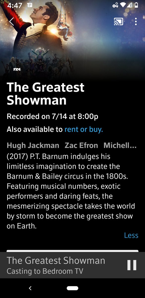 mvmsmsmsm's tweet image. So happy #XfinityStream has #Chromecast capability now. #Watching one of my favorites #TheGreatestShowman
