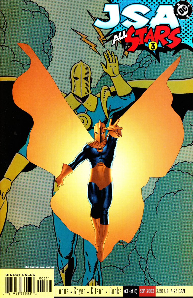 @mr_oberts @mattsouthworth Totally! JSA ALL-STARS #3, this anthology JSA book from the early 00s. The main story was about the modern version, with a backup set in the golden age. This last page is a total killer - that injured Dr Fate in the final panel really stuck with me.