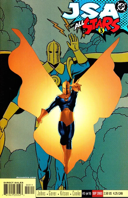 @mr_oberts @mattsouthworth Totally! JSA ALL-STARS #3, this anthology JSA book from the early 00s. The main story was about the modern version, with a backup set in the golden age. This last page is a total killer - that injured Dr Fate in the final panel really stuck with me. 