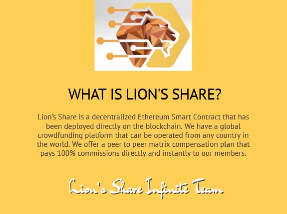 lions_infinity's tweet photo. WHAT IS LION'S SHARE? More FAQ's can be found at https://t.co/jcgfSPQBnL
#lionsshare #smartcontract #decentralized #ethereum #eth #forsage #voomo #millionmoney #ethmatrix #neun #income #onlineincome #stayathome #workfromhome #money #cash #covid19 #homeincome #financiallyfree https://t.co/IavjzDu6v4