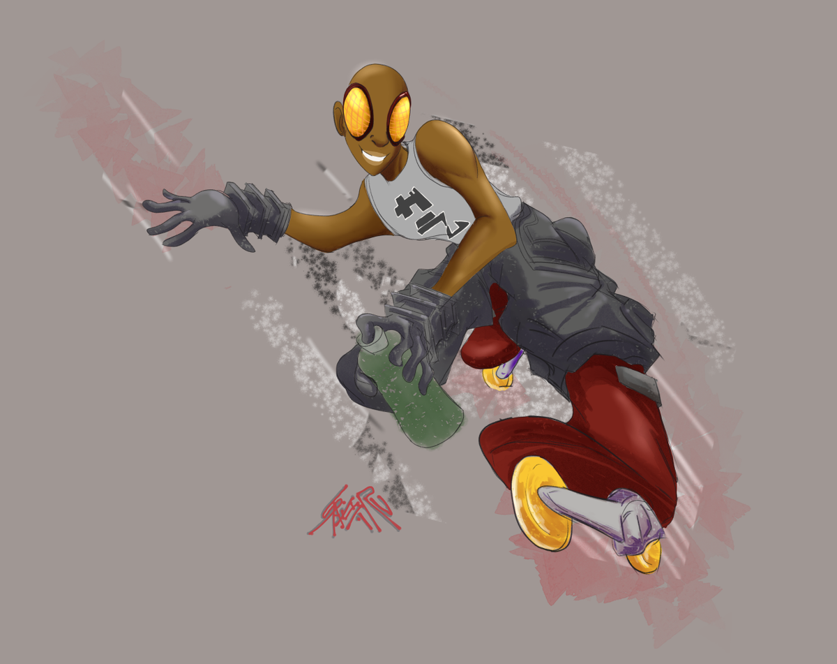 art_casting's tweet photo. Garam(ガラム)carried me while replaying both JSR and JSRF, so I felt I needed to draw him. #JetSetRadio #Jetsetradiolive #jsr #ConceptOfLove #artistontwitter #SEGA60th https://t.co/of7TkekMEf