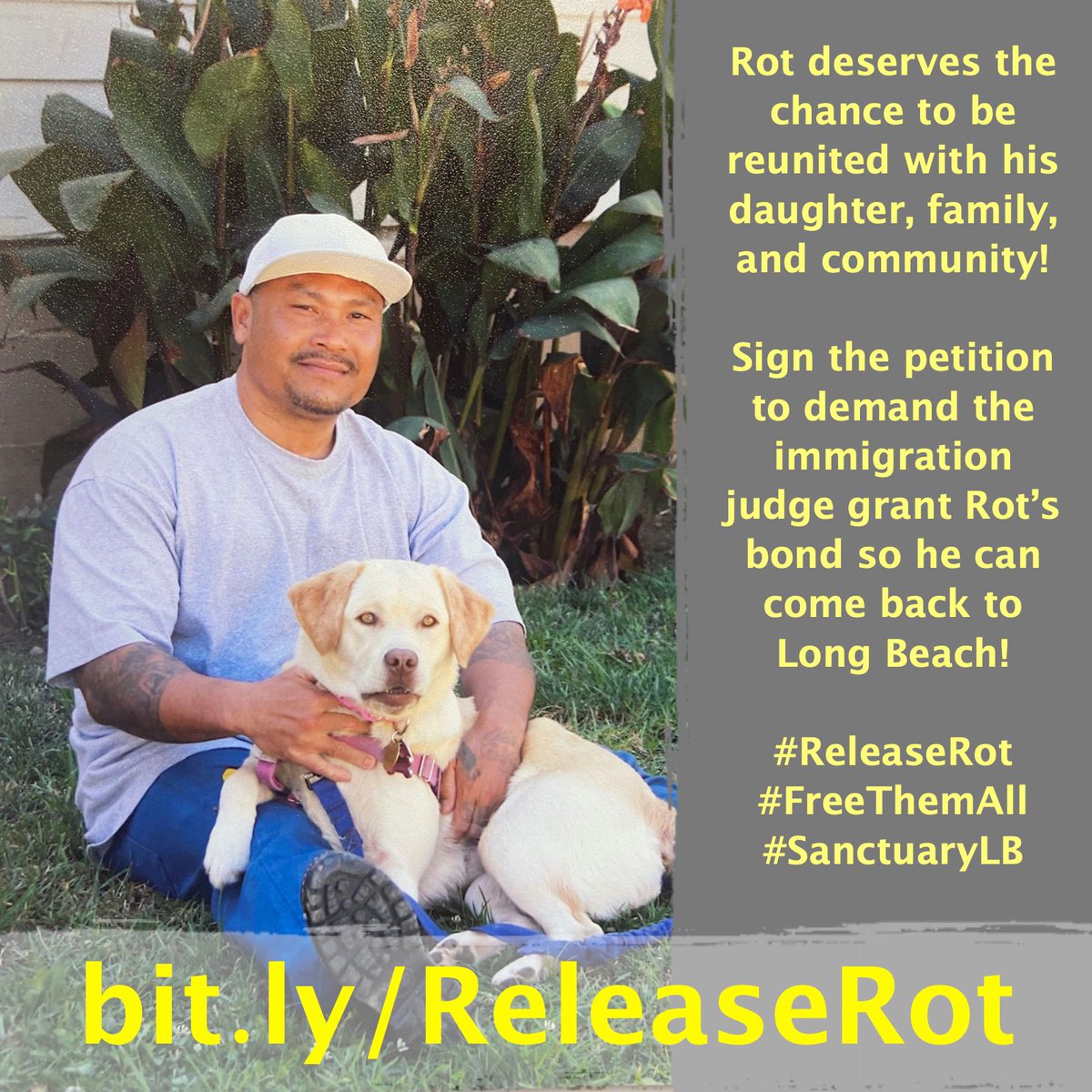 ellabakercenter's tweet photo. Rot is a valuable member of the Long Beach community and deserves to be safe and healthy at home with his daughter, family, and community. Help #ReleaseRot by signing and sharing his petition today! https://t.co/o62MPyKOXb. Credit: @LBIRC562, @c_c_w_p https://t.co/hZriIdJf0o