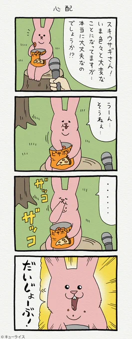 マスクして、手洗いして、やれることをしっかりやっていればきっと…。4コマ漫画スキウサギ「心配」https://t.co/Ax7PyFPo9L #スキウサギ 