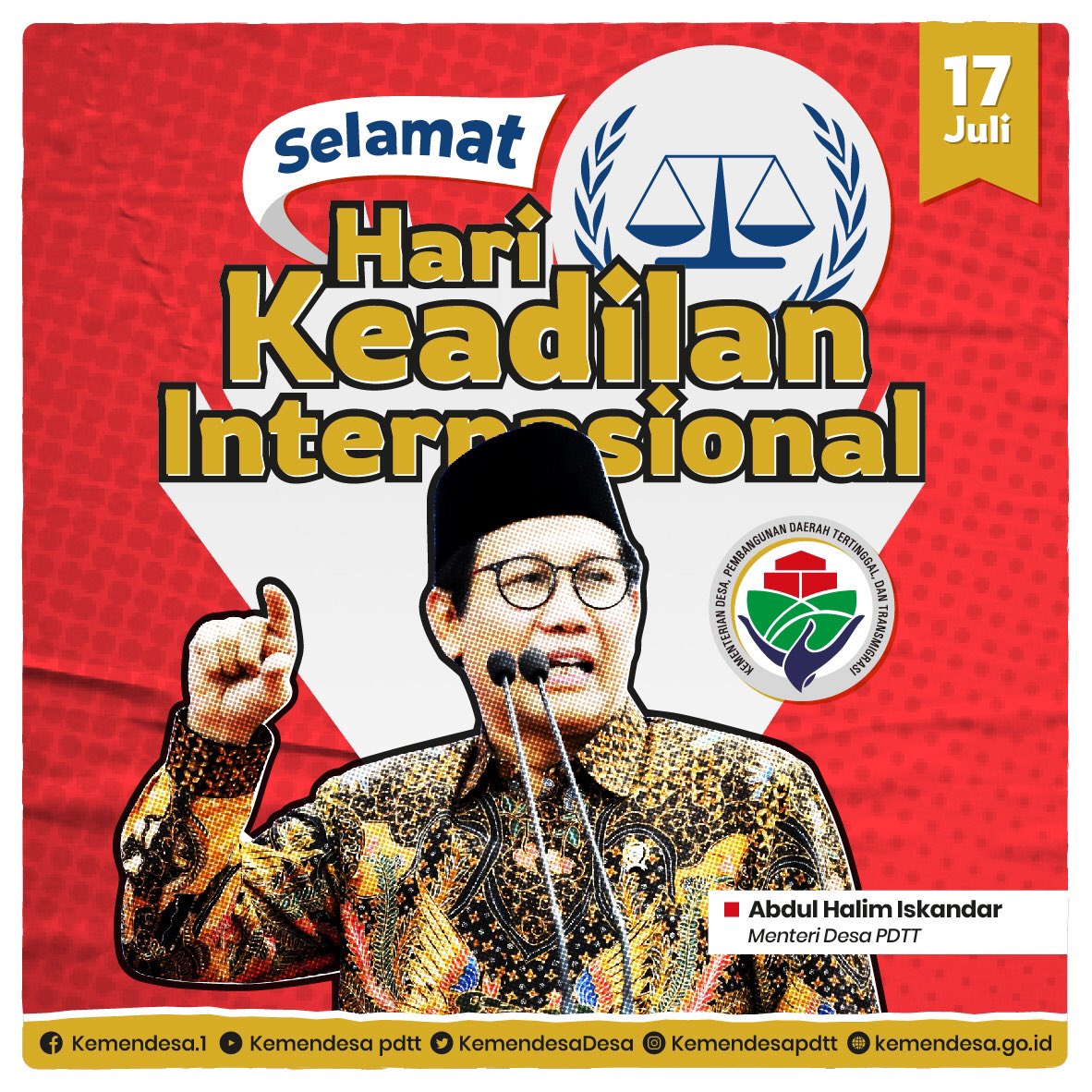 halimiskandarnu's tweet photo. Sejatinya, tujuan dari falsafah hidup bernegara adalah keadilan sosial bagi seluruh rakyat Indonesia. Mari kita bergotongroyong, holopis kuntul baris, dan berikhitiar mencapainya.
Selamat Hari Keadilan Internasional

#GotongRoyong
#HolopisKuntulBaris
#HariKeadilanInternasional https://t.co/1Ws63j4LLf