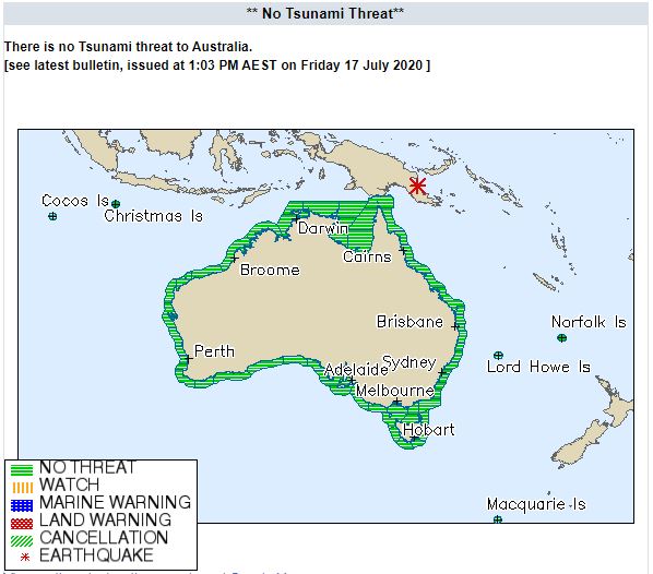 BOM_au's tweet photo. No #tsunami threat to Australia from mag. 7.1 #earthquake near Eastern New Guinea Reg., P.N.G. Latest info. at https://t.co/Tynv3ZPROS. https://t.co/jlms06t0NC