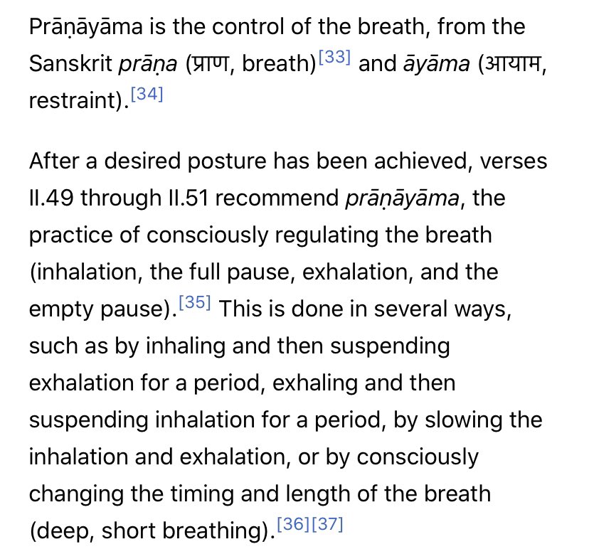 Fifth anga is prāNāyāma. Literally and popularly means controlling breathing. prāNa on the other hand is far deeper concept than physical breathing although it includes physical breathing in its purview.One has to look into prashNopanishad for understanding what prāNa is.