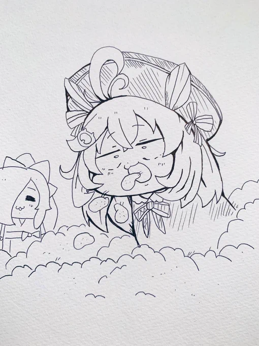 口からポテチを生み出すシロちゃん 