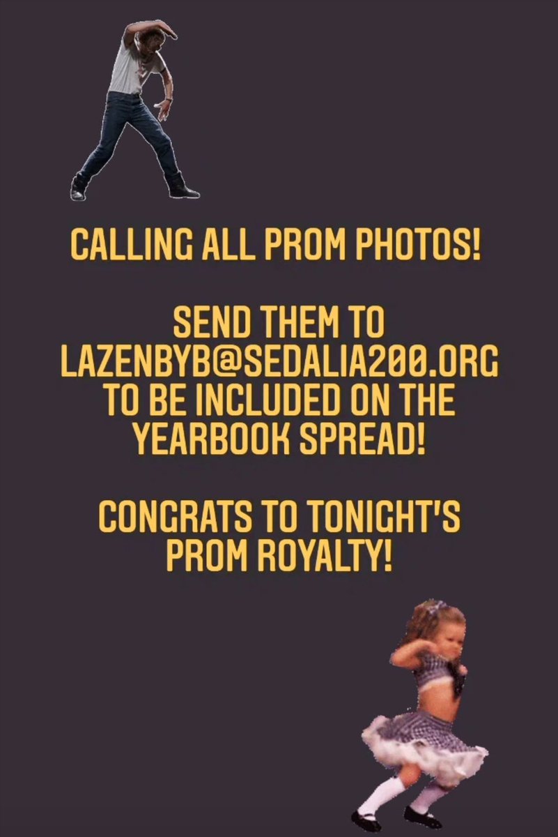 schsarchives's tweet photo. We want to see your prom pics! Send to Mr Laz: lazenbyb@sedalia200.org https://t.co/7IKt8gGD1z