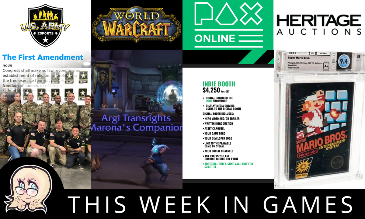 callieRansom's tweet photo. This week in games (4/7 -10/7) a weekly twitter thread
Deadly Premonition 2 apology, Army Esports, WOW trans rights, record-breaking auction and PAX Online is… expensive
#gaming #gamingnews #thisweekingames https://t.co/6dOzm0b78X