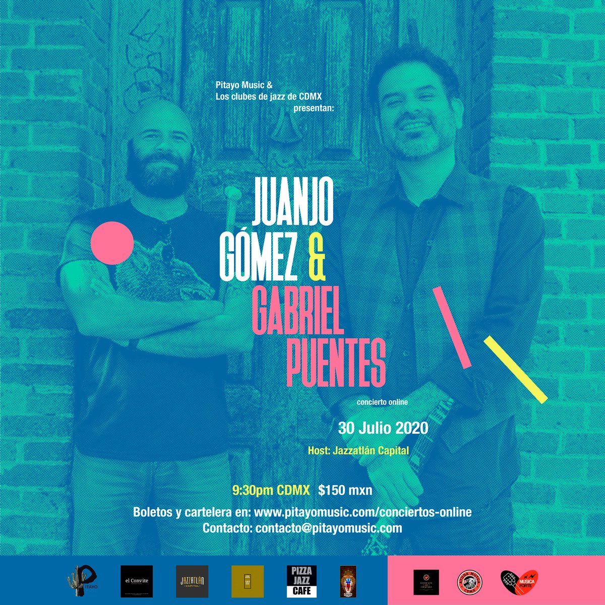 PitayoMusic's tweet photo. Les compartimos nuestro próximo concierto el 30 de Julio, con @juanjogomezgtr y @gabopuentesjazz Host: @JAZZATLAN1 tickets a la venta en nuestro sitio web https://t.co/rU7enzzpwW https://t.co/1MuJYyPwwx