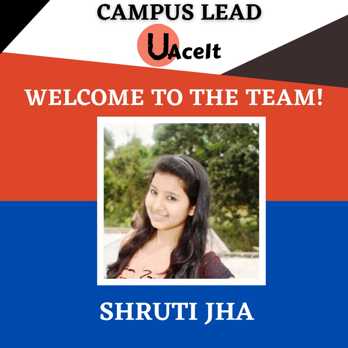 shruti_jha_02's tweet photo. Thankyou #UAcelt selecting me as campus lead , looking forward to learn and gain lots of experience! 
#UAceIt #IAcedIt #UAceItCampusLeads. https://t.co/y5MDHdr99I